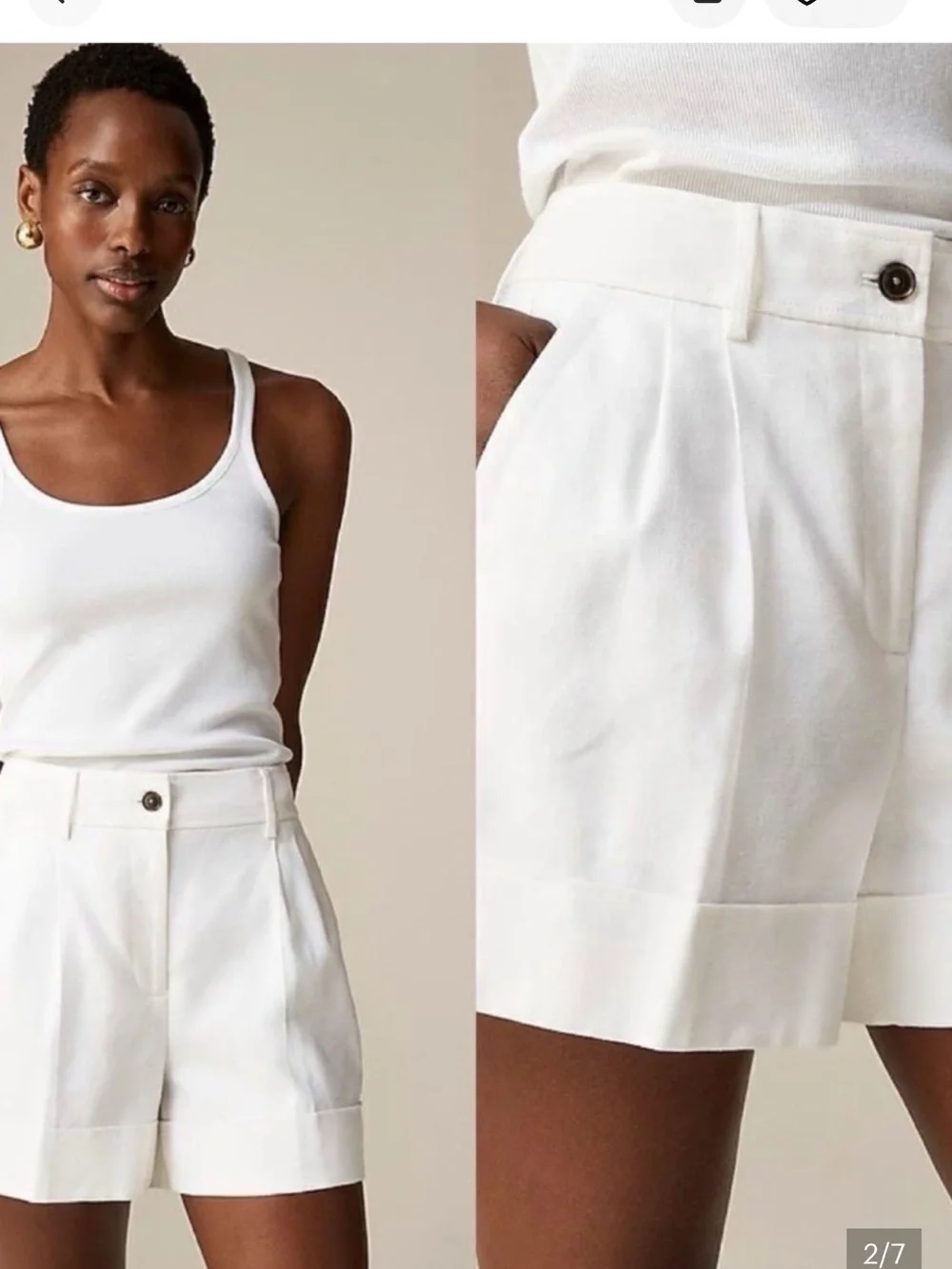 J. Crew White Linen-Blend Remi Shorts EUC